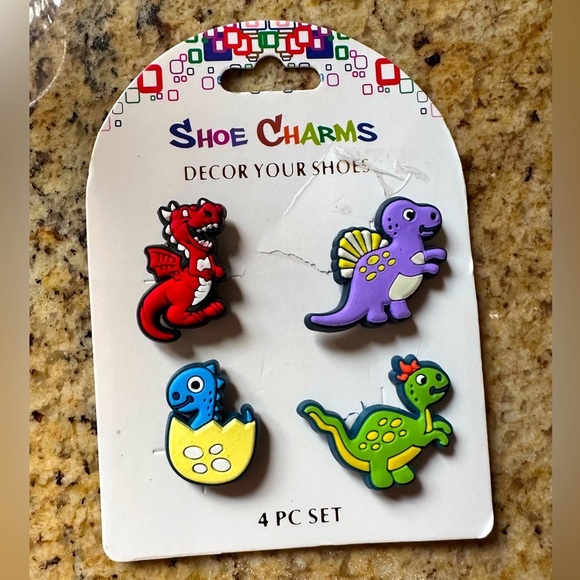 4pk Dinosaur Jibbit Shoe Charms - Picture 1 of 2